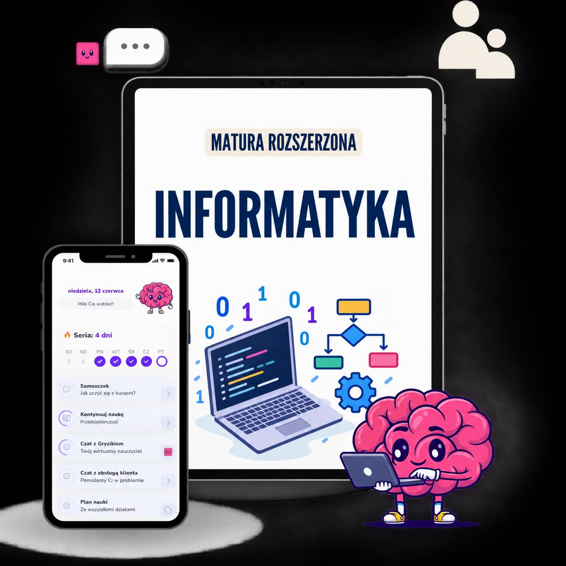 Kurs do matury rozszerzonej z informatyki w aplikacji Nauka Gryzie