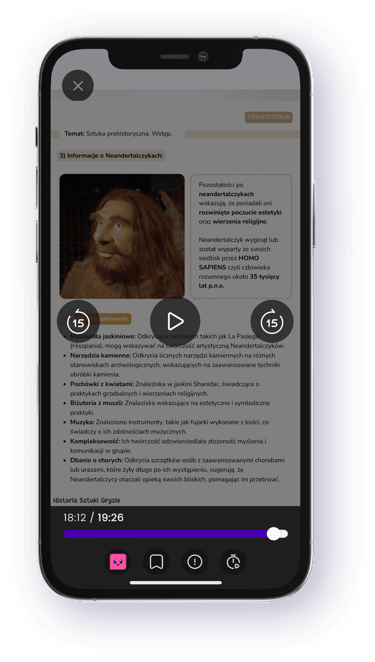 Ekran lekcji wideo z historii sztuki