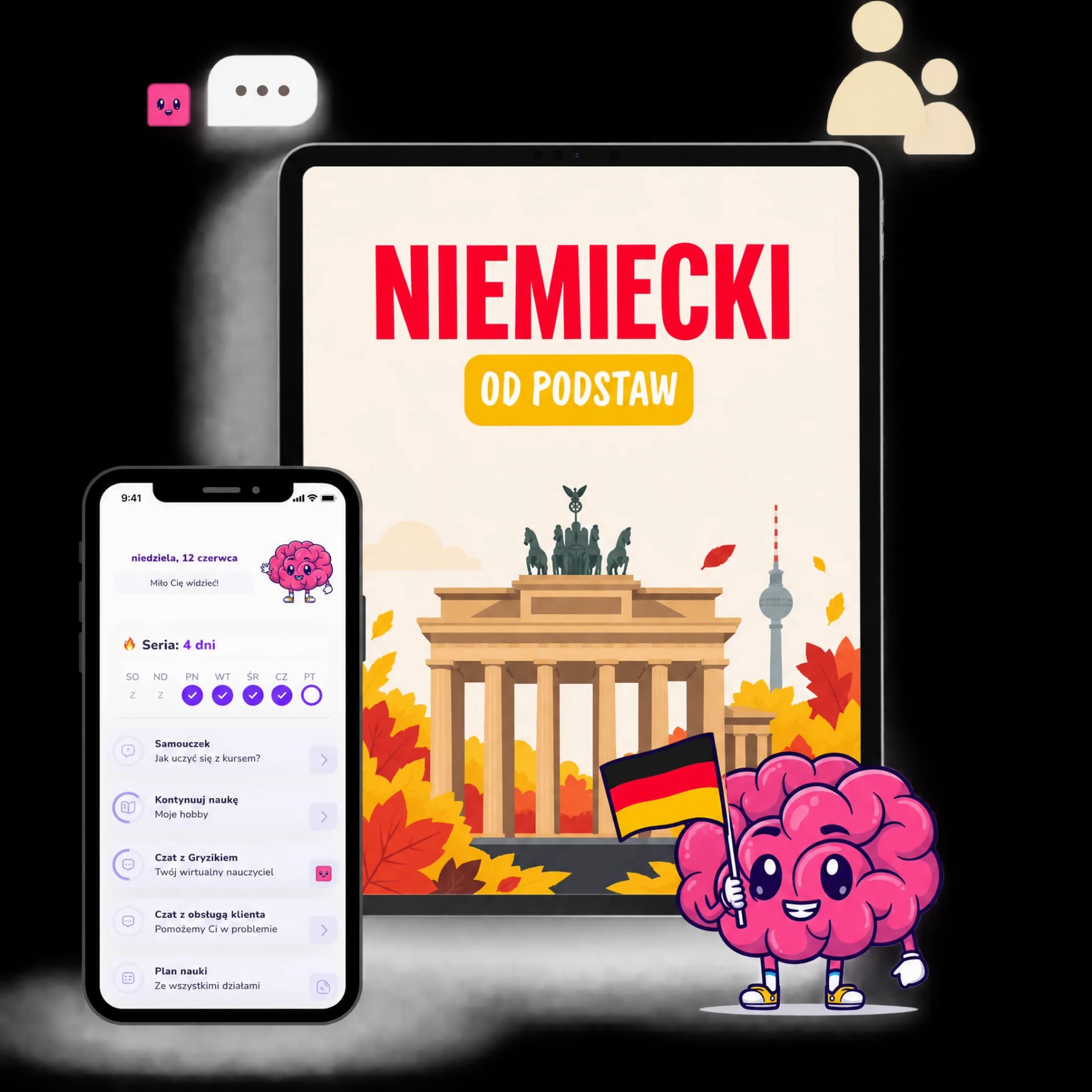 Kurs języka niemieckiego w aplikacji Nauka Gryzie
